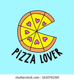PIZZA LOVER, SLOGAN PRINT VECTOR
