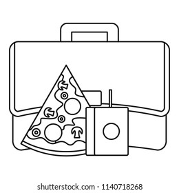 Pizza lunch bag icon. Outline illustration of pizza lunch bag vector icon for web design isolated on white background
