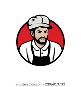 pizza maker chef character app icon logo vector illustration template design