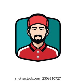 pizza maker chef character red costume app icon logo vector illustration template design