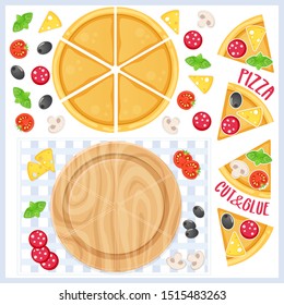 Pizza maker. Educational game for preschool kids. Cut and glue. Paper craft