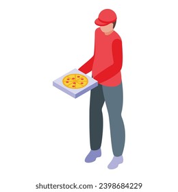 Pizza man icon isometric vector. Funny fastfood worker. Meal restaurant courier