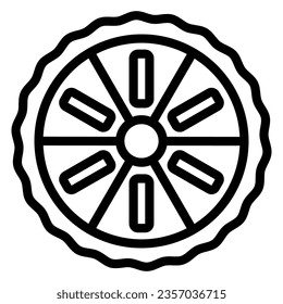 Icono de la línea de postres Pizza Mango, concepto de comida asiática, signo del vector de pizza de frutas sobre fondo blanco, ícono de estilo de contorno para el concepto móvil y diseño web. Gráficos vectoriales