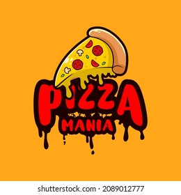 Pizza Mania Logo. Vector Illustration