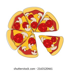 Pizza Margarita Vector Illustration Tomato Sauce Stock Vector (Royalty ...