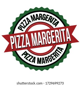 Pizza margerita label or sticker on white background, vector illustration