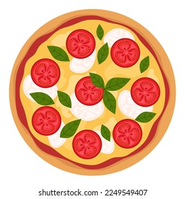 Pizza Margherita in flat style. Vector illustration