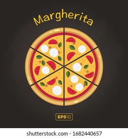 Pizza Margherita Vector Illustration. Menu Pizza Vector Icon