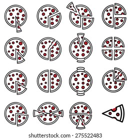 Pizza Market share icons set