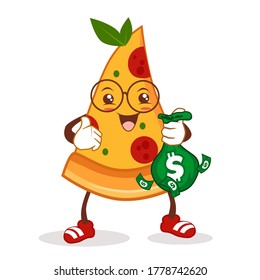 pizza mascot cartoon in vector