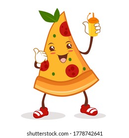 pizza mascot cartoon in vector