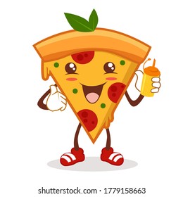 pizza mascot cartoon in vector