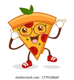 pizza mascot cartoon in vector