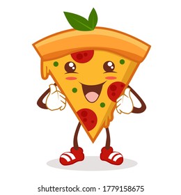 pizza mascot cartoon in vector