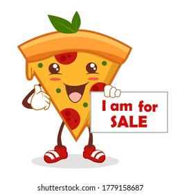 pizza mascot cartoon in vector