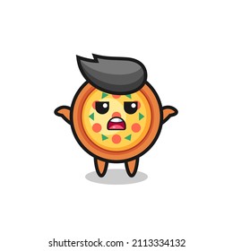 pizza mascot character saying I do not know , cute style design for t shirt, sticker, logo element