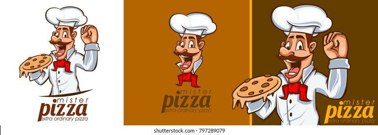 pizza Mascot Chef Character logo illustration