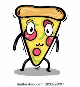 ilustración vectorial dibujada a mano por la mascota de la pizza