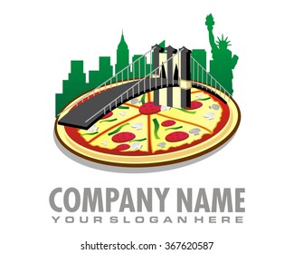 pizza meal bridge logo vector