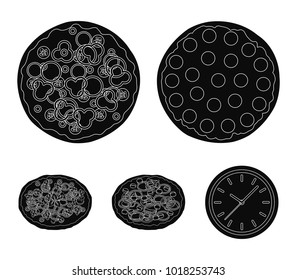 Pizza with meat, cheese and other filling. Different pizza set collection icons in black style vector symbol stock illustration web.