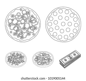 Pizza with meat, cheese and other filling. Different pizza set collection icons in outline style vector symbol stock illustration web.