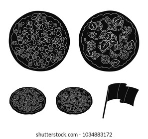 Pizza with meat, cheese and other filling. Different pizza set collection icons in black style vector symbol stock illustration web.