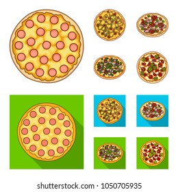 Pizza with meat, cheese and other filling. Different pizza set collection icons in cartoon,flat style vector symbol stock illustration web.