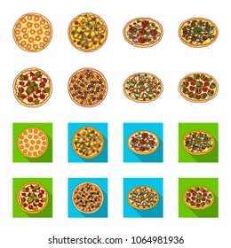 Pizza with meat, cheese and other filling. Different pizza set collection icons in cartoon,flat style vector symbol stock illustration web.