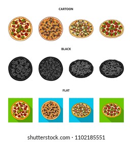 Pizza with meat, cheese and other filling. Different pizza set collection icons in cartoon,black,flat style vector symbol stock illustration web.