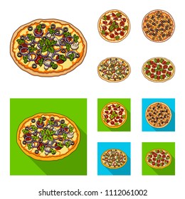 Pizza with meat, cheese and other filling. Different pizza set collection icons in cartoon,flat style vector symbol stock illustration web.