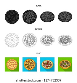 Pizza with meat, cheese and other filling. Different pizza set collection icons in cartoon style vector symbol stock illustration web.