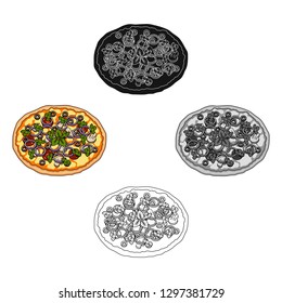 Pizza with meat, cheese and other filling. Different pizza single icon in cartoon style vector symbol stock illustration web.