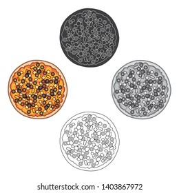 Pizza with meat, cheese and other filling. Different pizza single icon in cartoon,black style vector symbol stock illustration web.