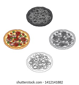 Pizza with meat, cheese and other filling. Different pizza single icon in cartoon,black style vector symbol stock illustration web.