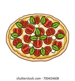 Pizza with meat, cheese and other filling. Different pizza single icon in cartoon style vector symbol stock illustration web.