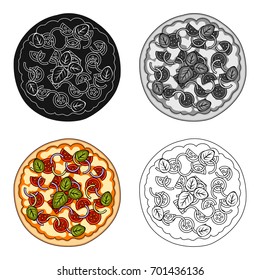 Pizza with meat, cheese and other filling. Different pizza single icon in cartoon style vector symbol stock illustration web.