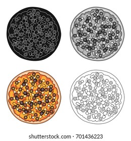 Pizza with meat, cheese and other filling. Different pizza single icon in cartoon style vector symbol stock illustration web.
