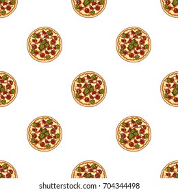 Pizza with meat, cheese and other filling. Different pizza single icon in cartoon style vector symbol stock illustration web.