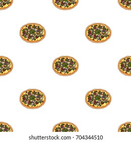 Pizza with meat, cheese and other filling. Different pizza single icon in cartoon style vector symbol stock illustration web.