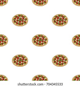 Pizza with meat, cheese and other filling. Different pizza single icon in cartoon style vector symbol stock illustration web.