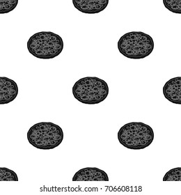 Pizza with meat, cheese and other filling. Different pizza single icon in black style vector symbol stock illustration web.