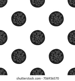 Pizza with meat, cheese and other filling. Different pizza single icon in black style vector symbol stock illustration web.