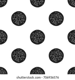 Pizza with meat, cheese and other filling. Different pizza single icon in black style vector symbol stock illustration web.