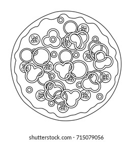 Pizza with meat, cheese and other filling. Different pizza single icon in outline style vector symbol stock illustration web.