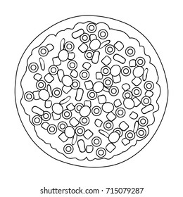 Pizza with meat, cheese and other filling. Different pizza single icon in outline style vector symbol stock illustration web.