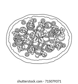 Pizza with meat, cheese and other filling. Different pizza single icon in outline style vector symbol stock illustration web.