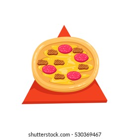 Pizza With Meat And Sausage,Part Of Italian Fast Food Cuisine Restaurant Takeout Delivery Service Collection Of Illustrations