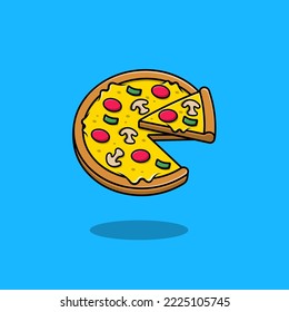 Pizza Melted Cartoon Vector Icons Illustration. Flat Cartoon Concept. Suitable for any creative project.
