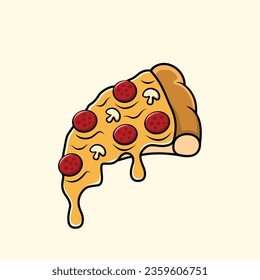 Pizza melted cheese cartoon illustration by za design