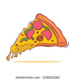 Pizza with melted cheese illustration